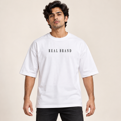 Front and Back Graphic Drop Shoulder T-Shirt - White - model front