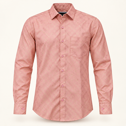 Crosshatch Print Full Sleeve Shirt - Dusty Rose - product front