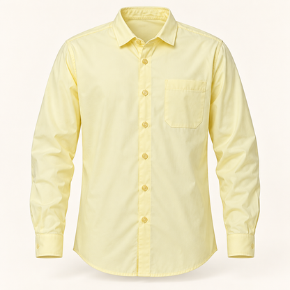 Plain Full Sleeve Pocket Shirt - Pale Lemon - product front