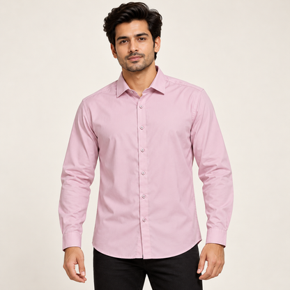 Plain Full Sleeve Shirt - Lilac Pink - model front