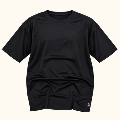 Plain round-neck T-shirt - Black, product-front
