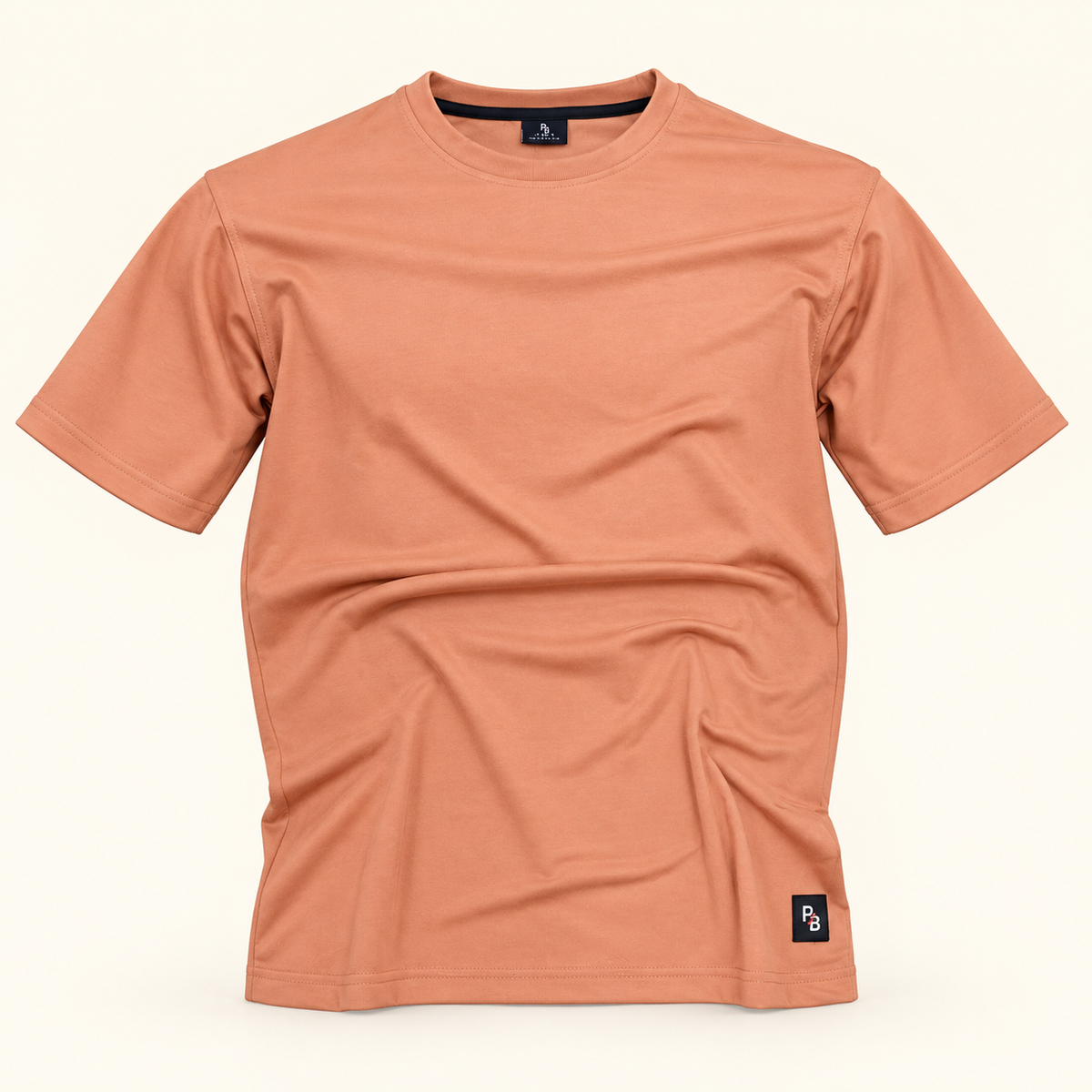 Plain round-neck T-shirt - Peach, product-front