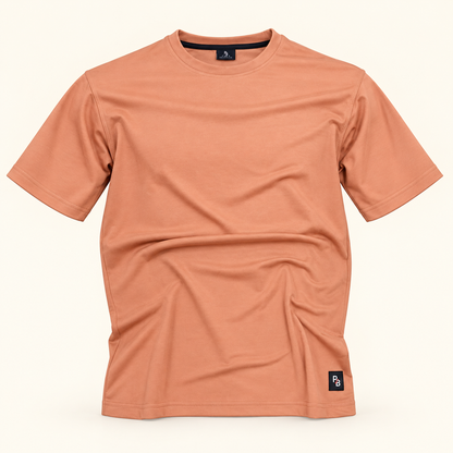 Plain round-neck T-shirt - Peach, product-front