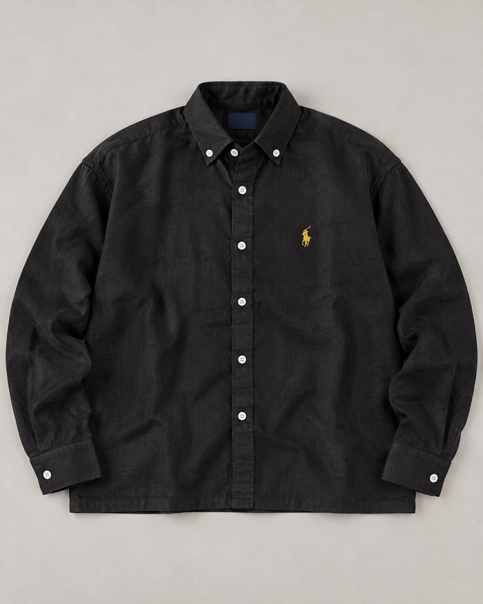 Lyocell Linen Boxy Shirt — Black