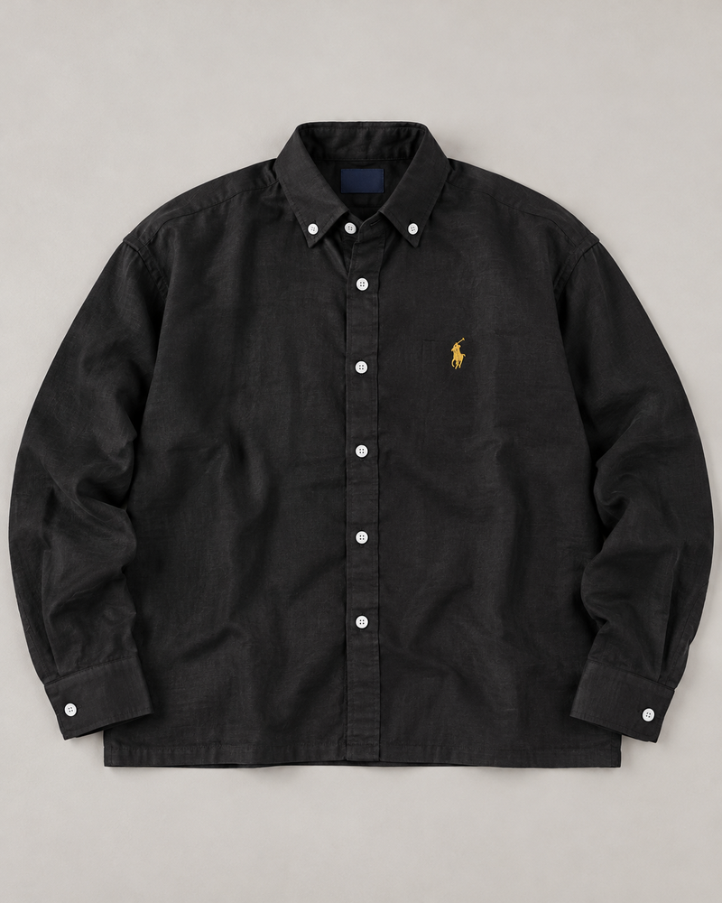Lyocell Linen Boxy Shirt — Black