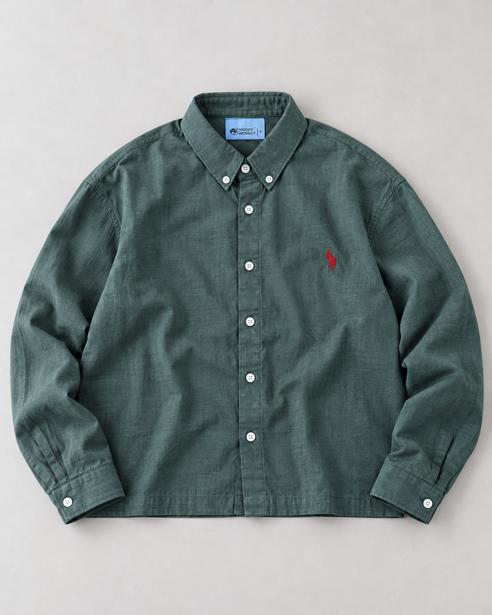 Lyocell Linen Boxy Shirt — Forest Green