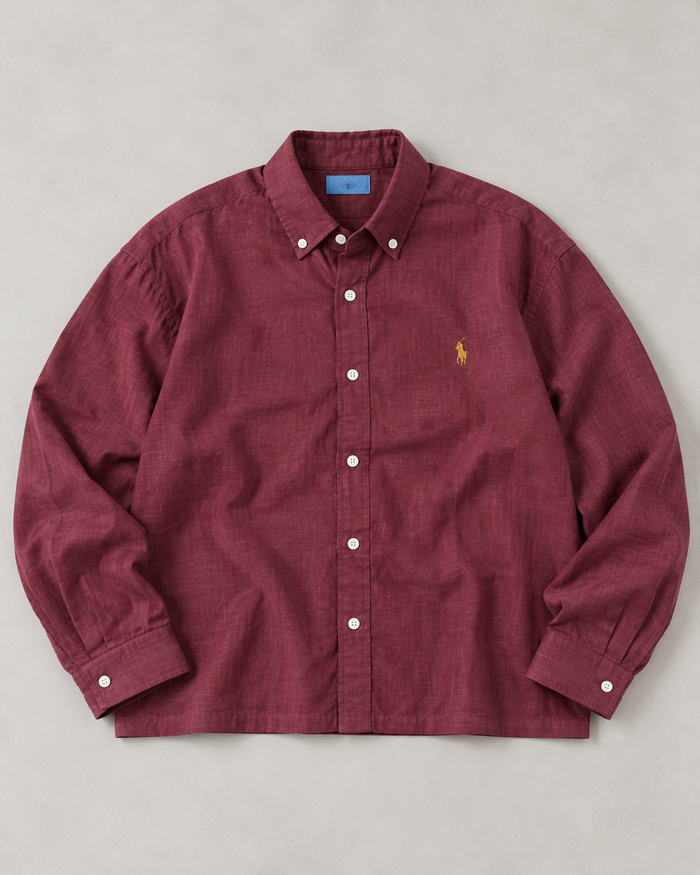 Lyocell Linen Boxy Shirt — Burgundy
