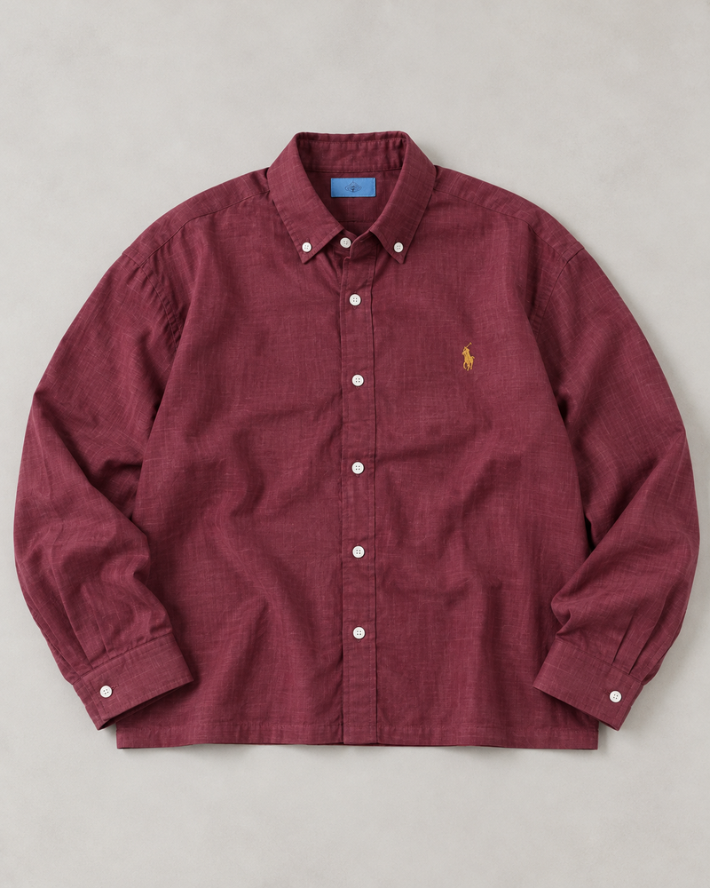 Lyocell Linen Boxy Shirt — Burgundy