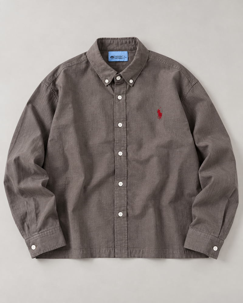 Lyocell Linen Boxy Shirt — Charcoal Grey