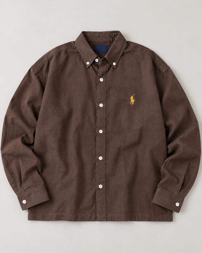 Lyocell Linen Boxy Shirt — Chocolate Brown