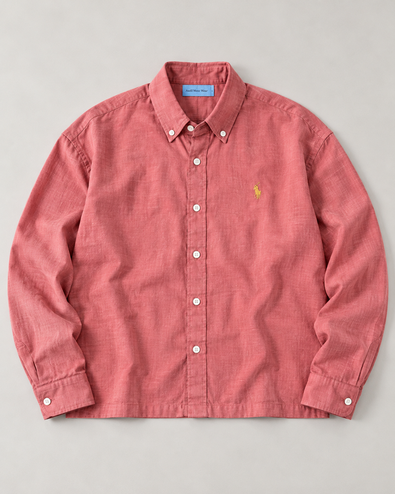 Lyocell Linen Boxy Shirt — Coral