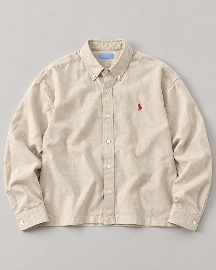 Lyocell Linen Boxy Shirt — Beige