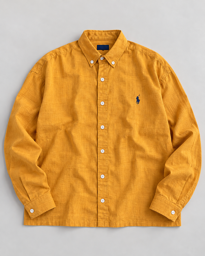 Lyocell Linen Boxy Shirt — Mustard Yellow