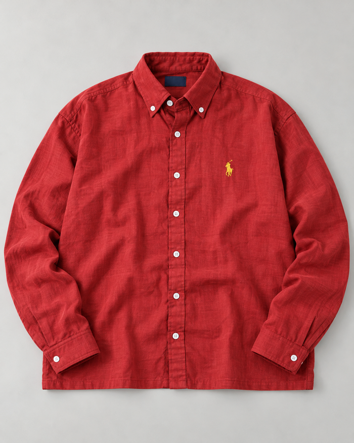 Lyocell Linen Boxy Shirt — Bright Red