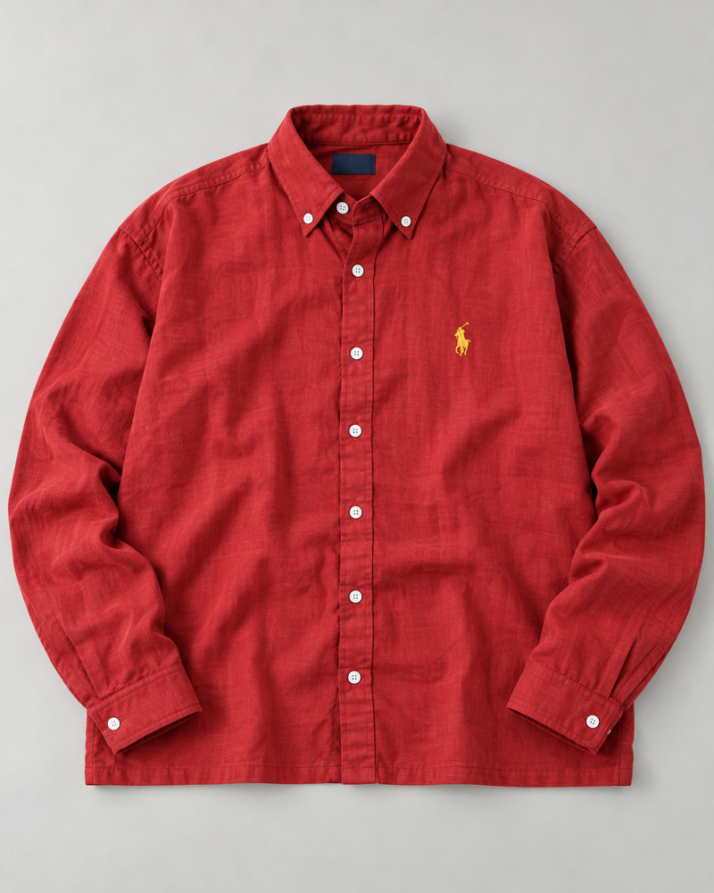 Lyocell Linen Boxy Shirt — Bright Red