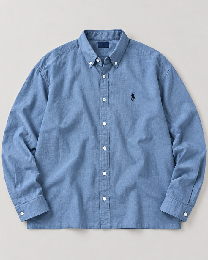 Lyocell Linen Boxy Shirt — Periwinkle Blue