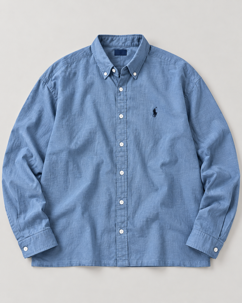 Lyocell Linen Boxy Shirt — Periwinkle Blue