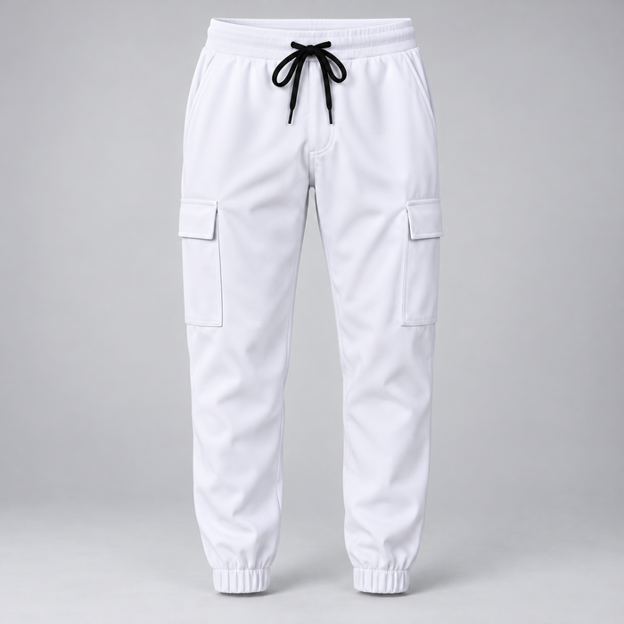 Cargo Pants - Elastic Cuff - White