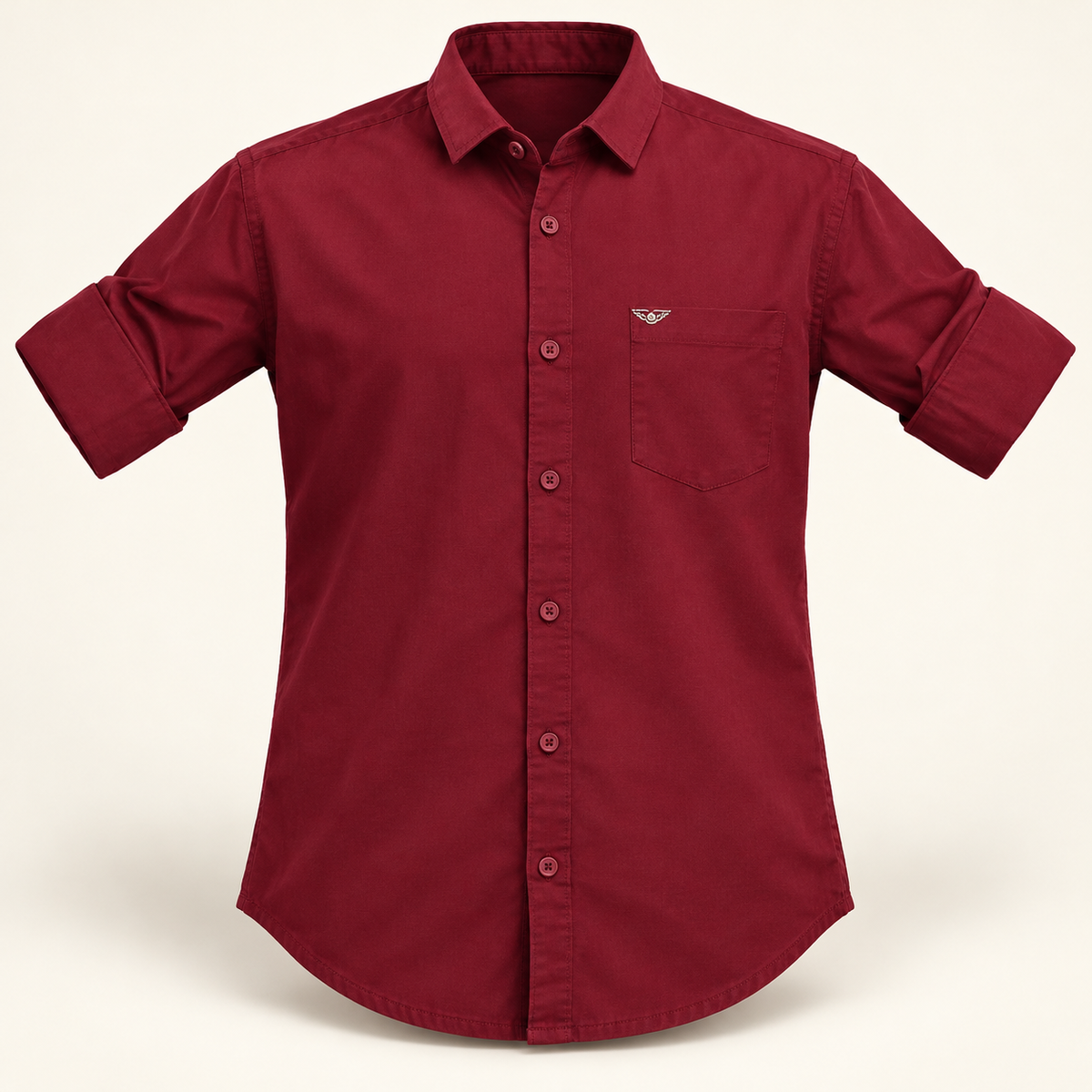 Pocket Shirt - Maroon, AI-generated 3D product-only view.