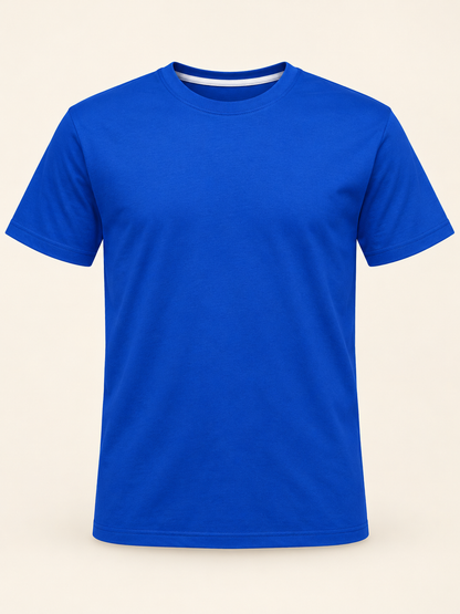 Plain Crew Neck Tee - Royal Blue, full front product view.