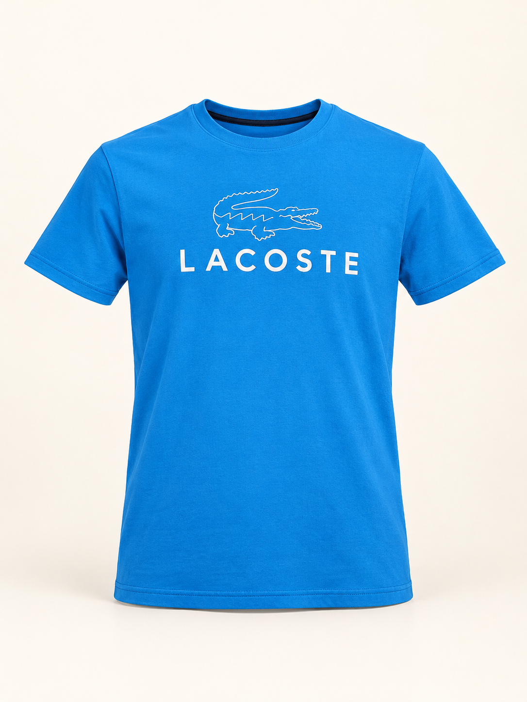 Crocodile Outline Graphic T-Shirt - Cyan Blue, full front product view.