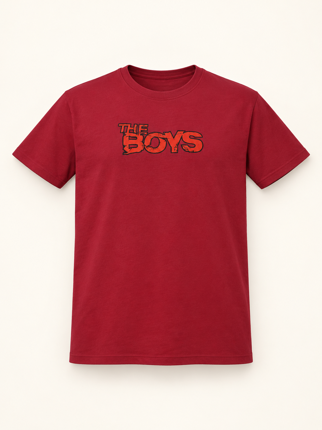 The Boys Graphic T-Shirt - Burgundy, full front product view.