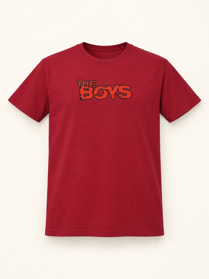 The Boys Graphic T-Shirt - Burgundy, full front product view.