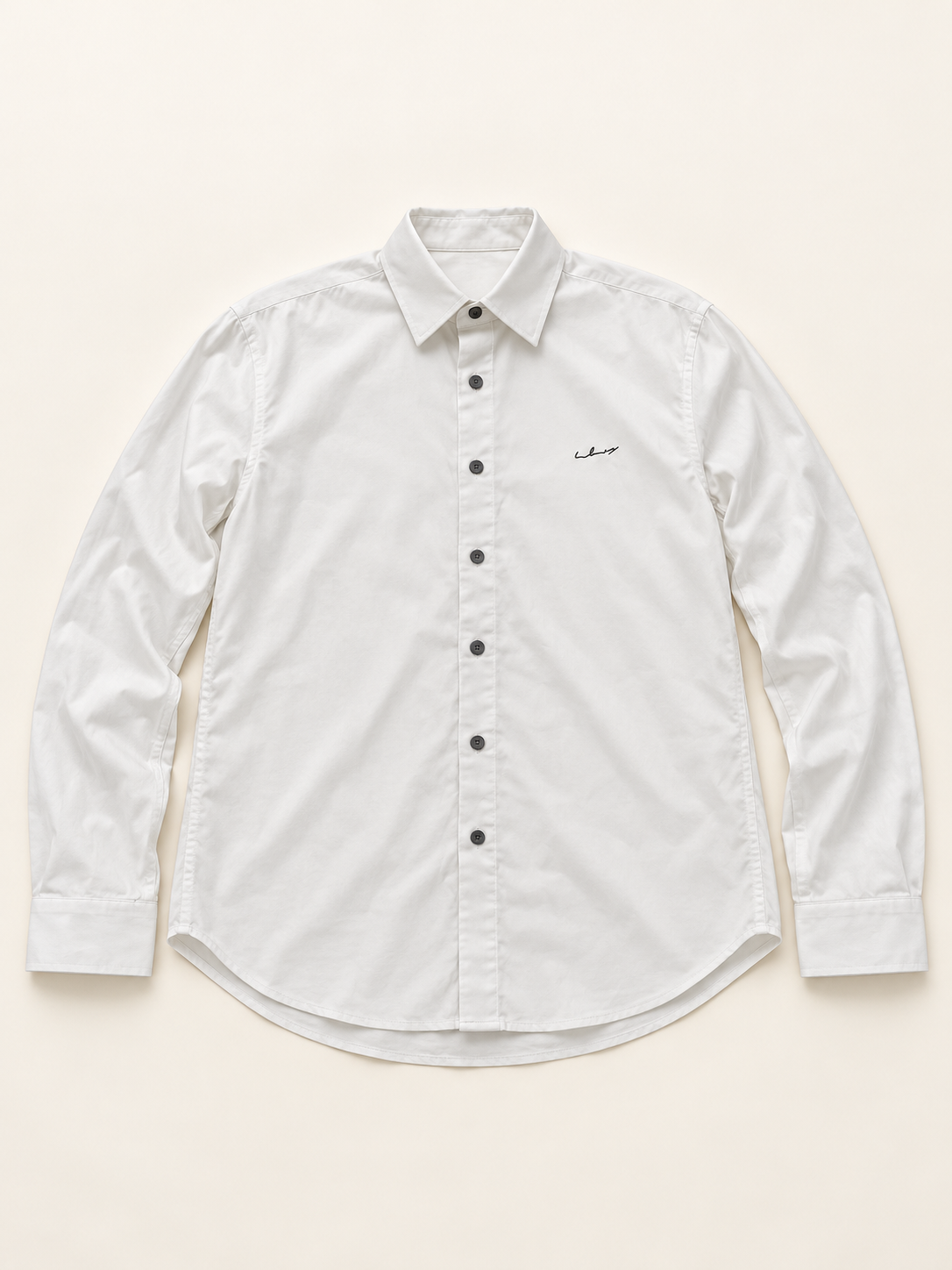 Small Embroidery Full Sleeve Shirt - White, full front product view.