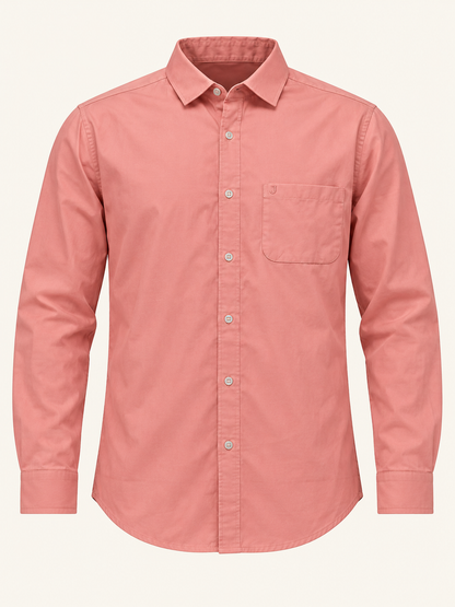 J Detail Full Sleeve Pocket Shirt - Salmon Pink, full front product view.