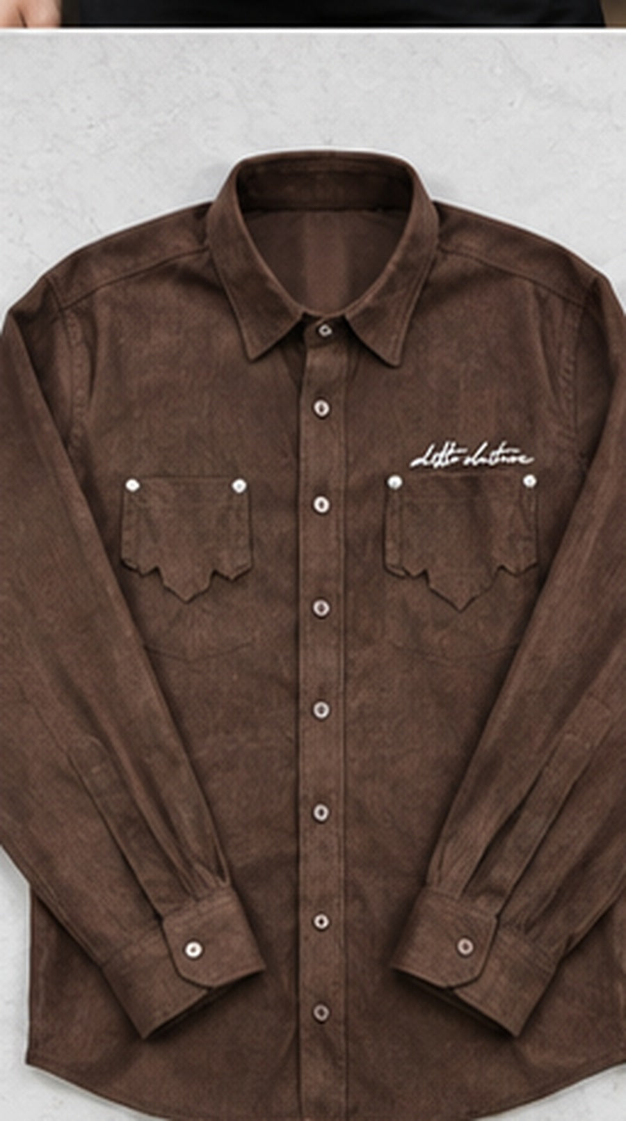Brown premium men's textured full-sleeve double-pocket shirt – shirt only