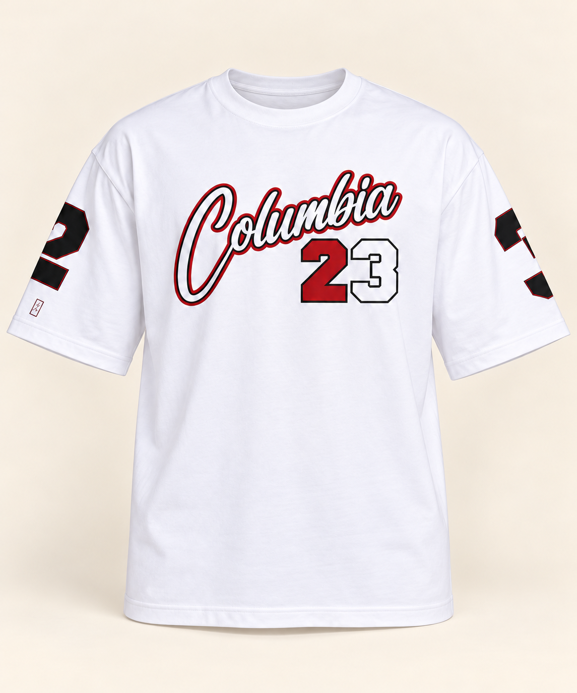 Columbia 23 Graphic Drop Shoulder T-Shirt - White, full front product view.