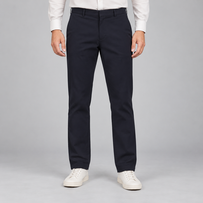 Plain Front Trousers - Ink Navy — model wearing front
