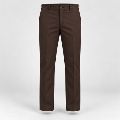 Plain Front Trousers - Dark Brown — product front
