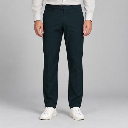 Tab Waist Trousers - Dark Green — model wearing front