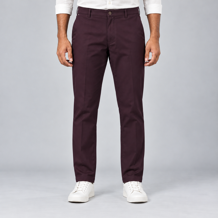 Button Waist Trousers - Deep Plum