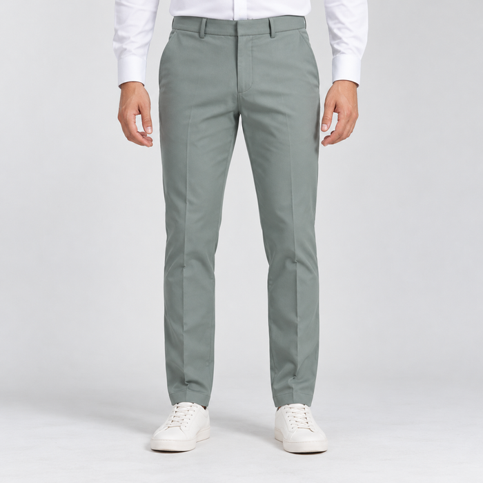 Plain Front Trousers - Sage Green