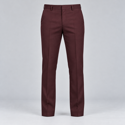 Plain Front Trousers - Burgundy — product front