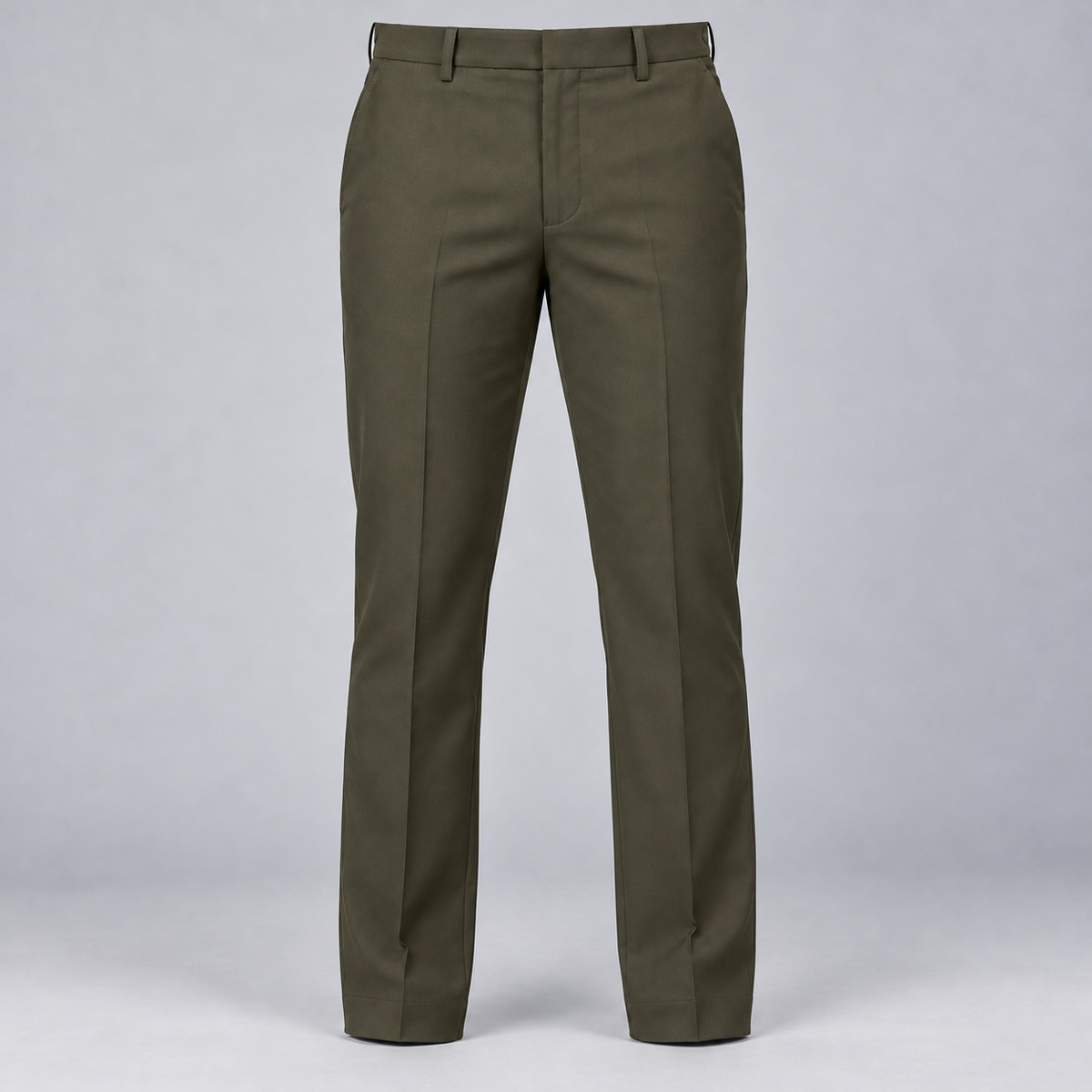 Plain Front Trousers - Olive — product front