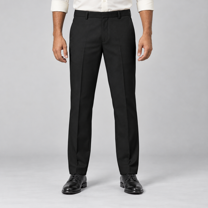 Plain Front Trousers - Black