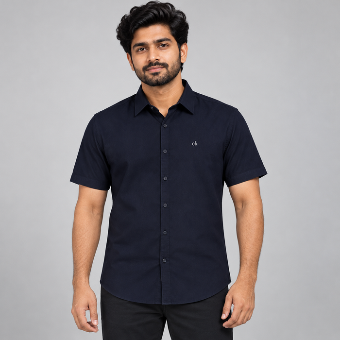 Chest Monogram Half Sleeve Shirt - Dark Navy