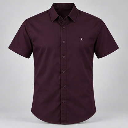 Chest Monogram Half Sleeve Shirt - Maroon — product front