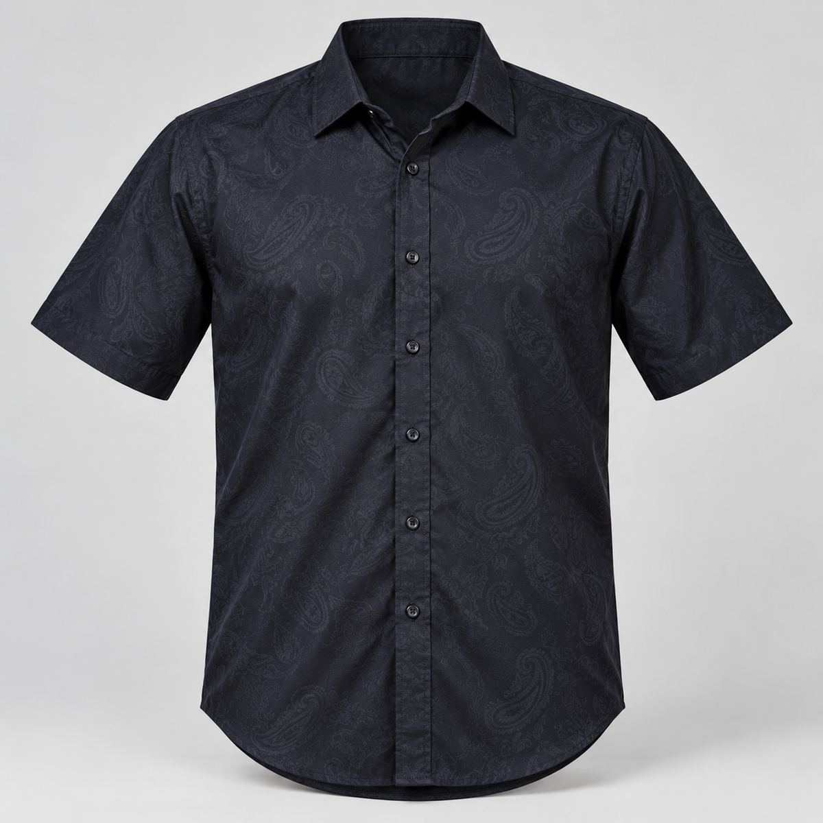 Tonal Paisley Half Sleeve Shirt - Dark Navy — product front