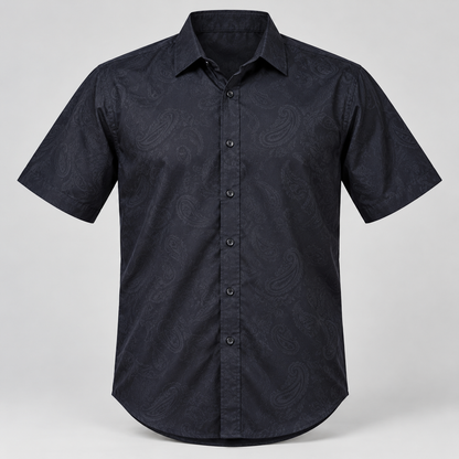 Tonal Paisley Half Sleeve Shirt - Dark Navy — product front