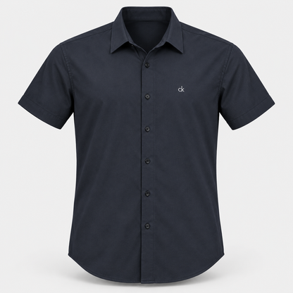 Chest Monogram Half Sleeve Shirt - Charcoal Grey — product front
