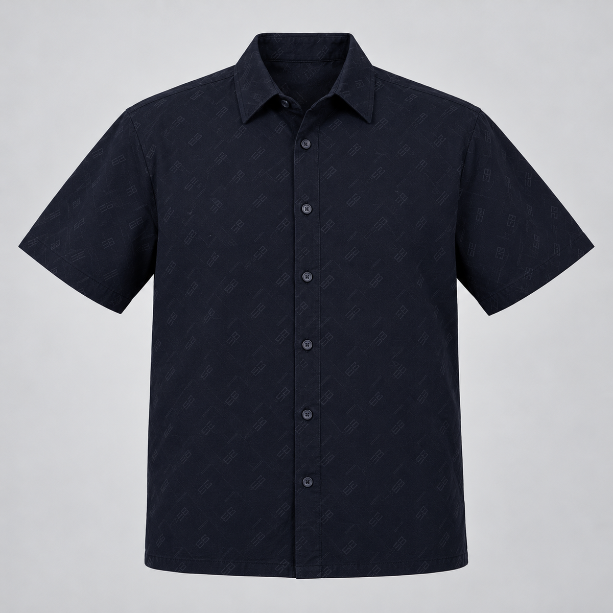 Tonal Geometric Half Sleeve Shirt - Black — product front
