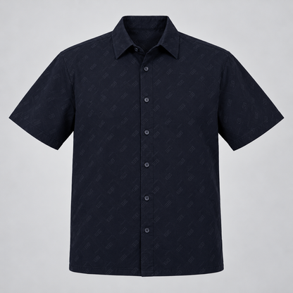 Tonal Geometric Half Sleeve Shirt - Black — product front