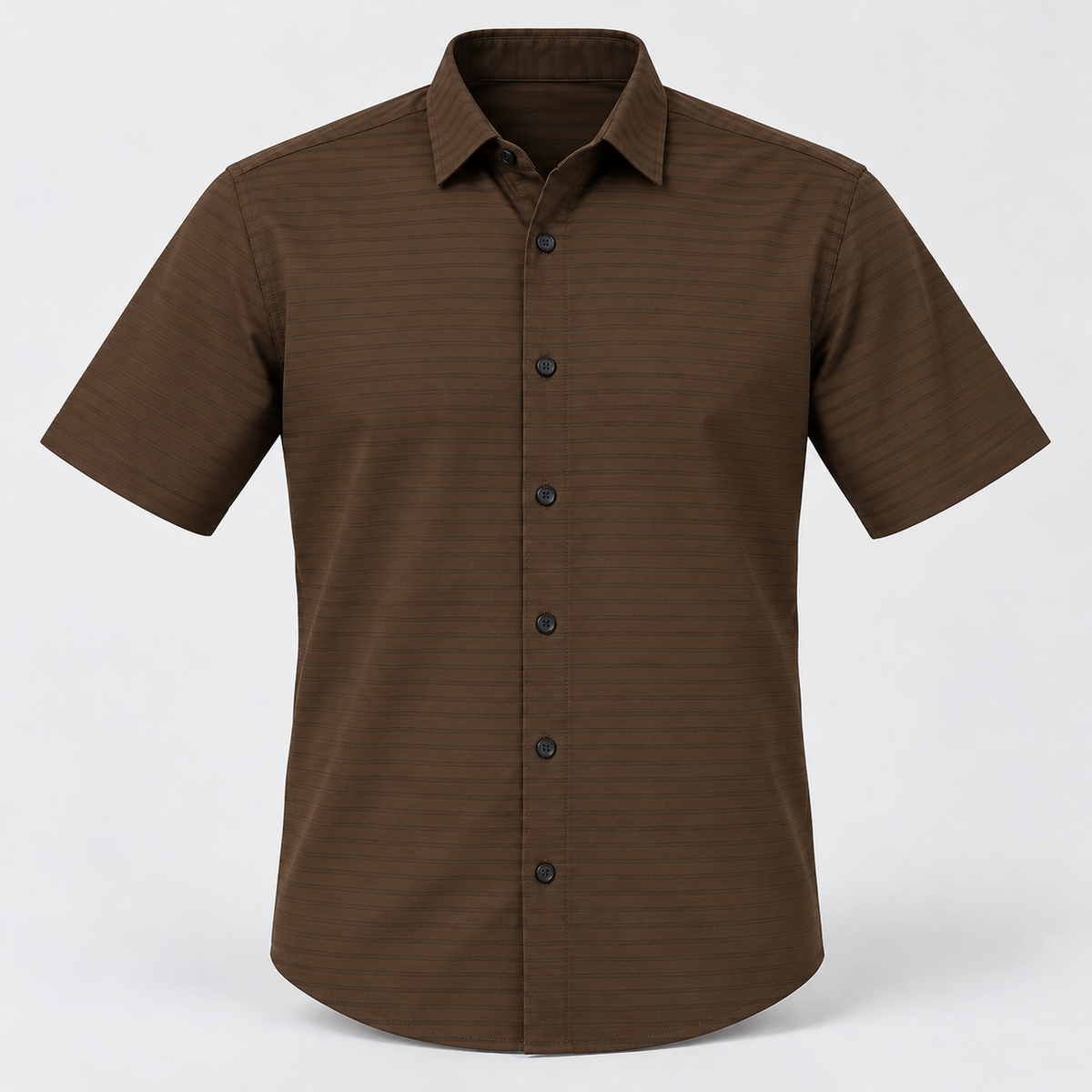 Fine Stripe Half Sleeve Shirt - Brown — product front