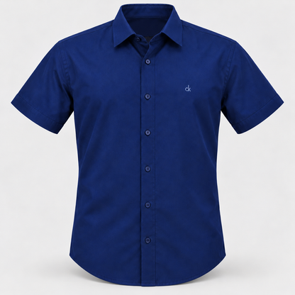 Chest Monogram Half Sleeve Shirt - Royal Blue — product front