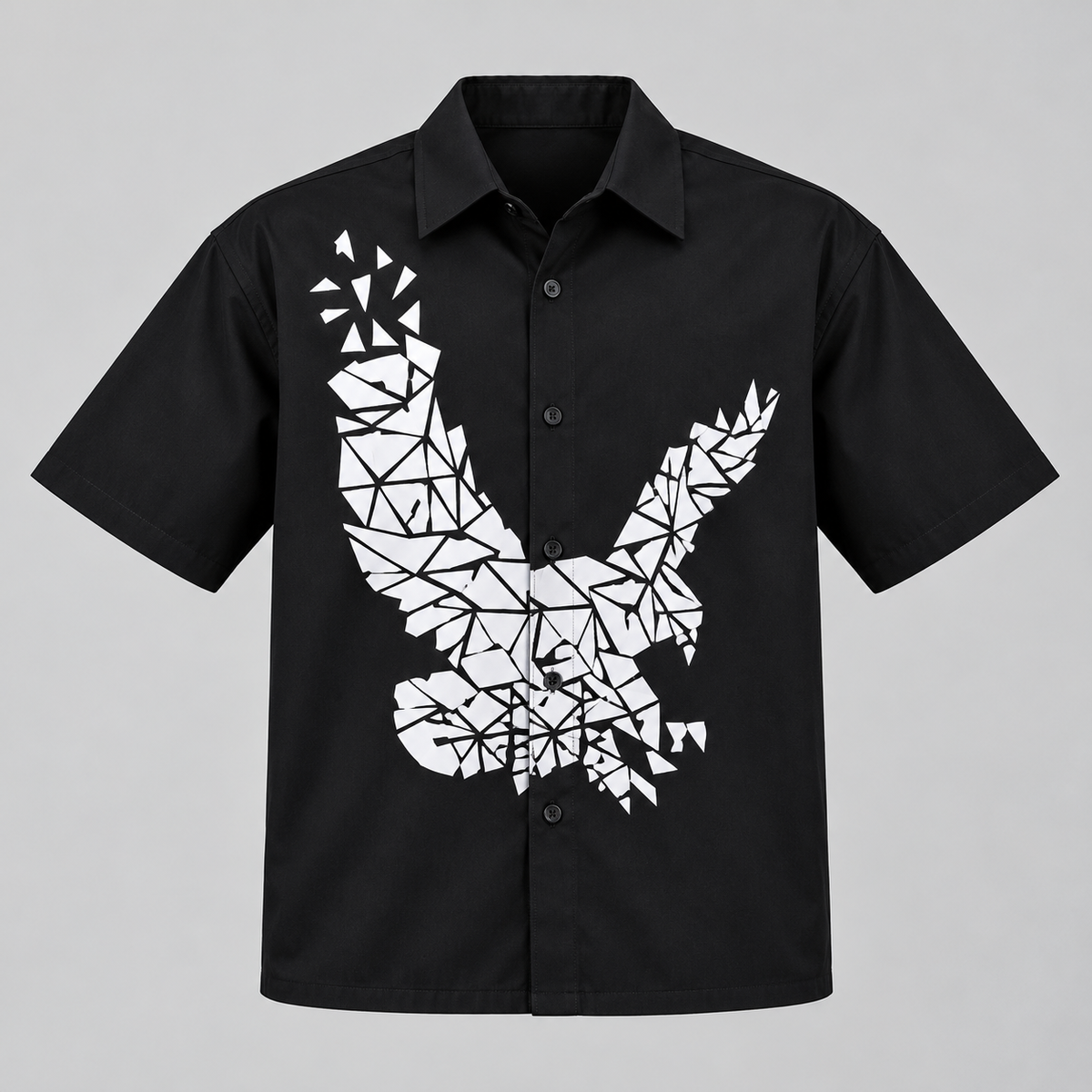 White Polygon Graphic Half Sleeve Shirt - Black — product front