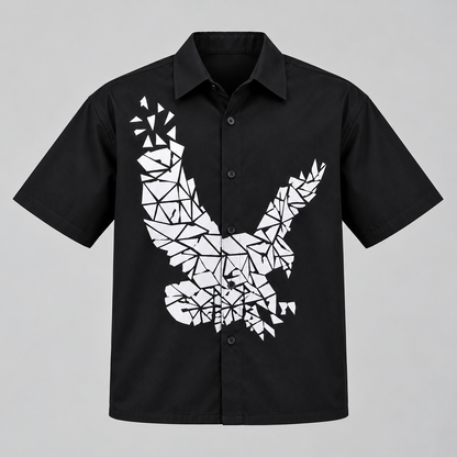 White Polygon Graphic Half Sleeve Shirt - Black — product front